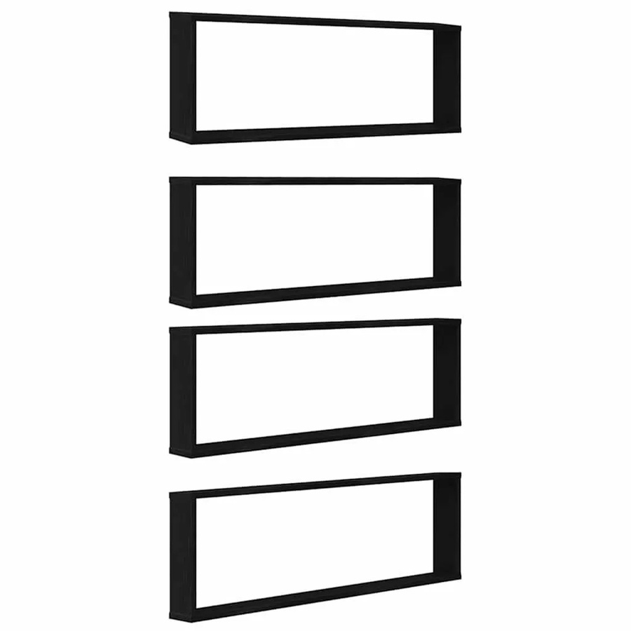 vidaXL Würfelregale 4er Set in Schwarz und Eichen-Optik, wandmontiert, B/T/H: 100 x 15 x 30 cm - Bild 2
