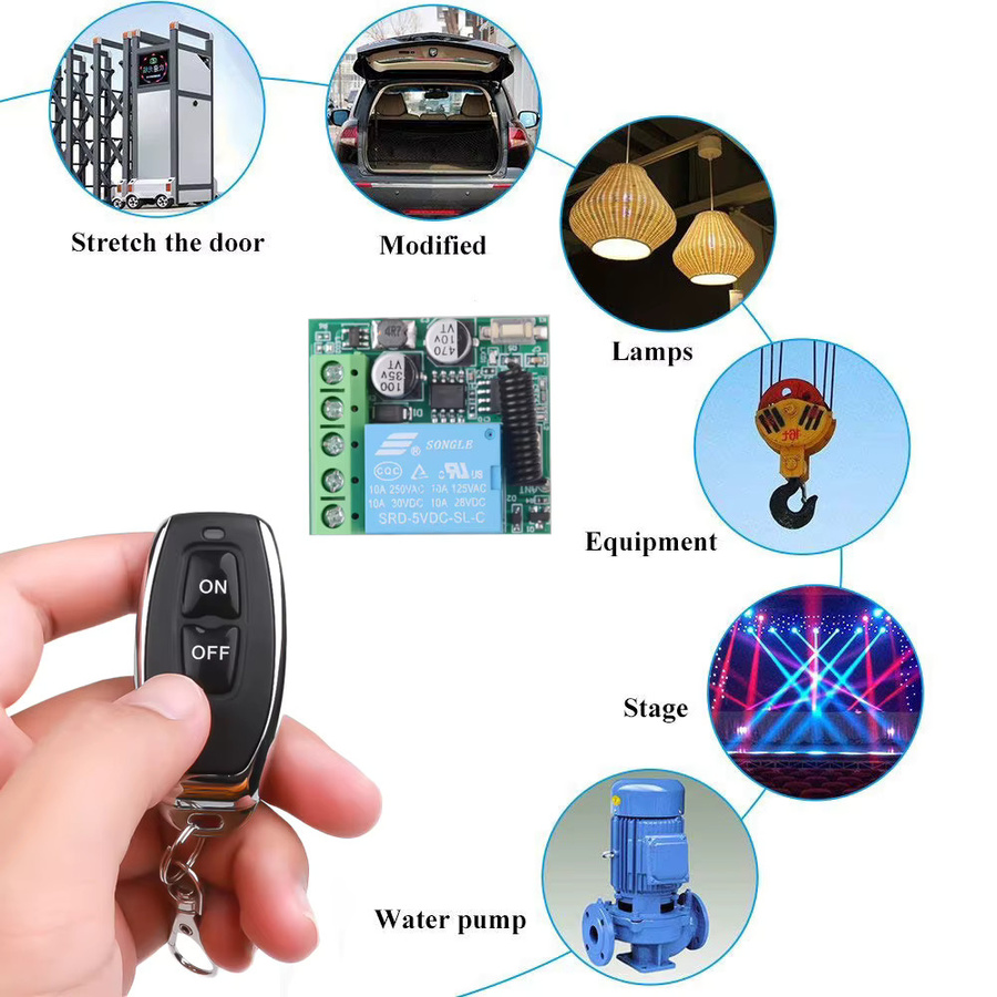 CENTURY AOKE 433MHz RF Drahtloses Fernbedienung Schalter Relais Modul 1CH für LED und elektronische Schlösser DC 5-30V - Bild 2