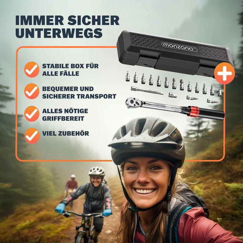 MONZANA Drehmomentschlüssel-Set 18-teilig mit 1/4 Zoll Antrieb für Fahrrad und Motorrad - Bild 2