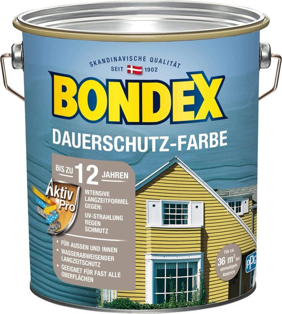 Bondex Dauerschutz-Farbe für Holz in Schneeweiß, seidenglänzend, 4 l - Bild 1