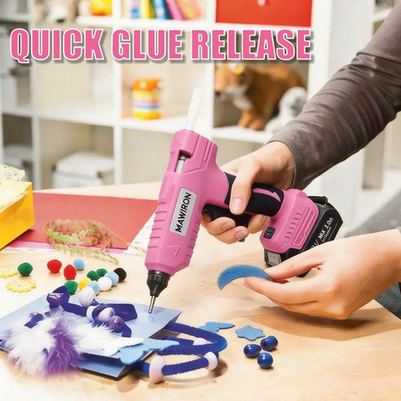 TEETOK Elektrische Heißklebepistole in Pink mit 2 Akkus, Ladegerät und 11 mm Klebestiften für DIY-Bastelarbeiten