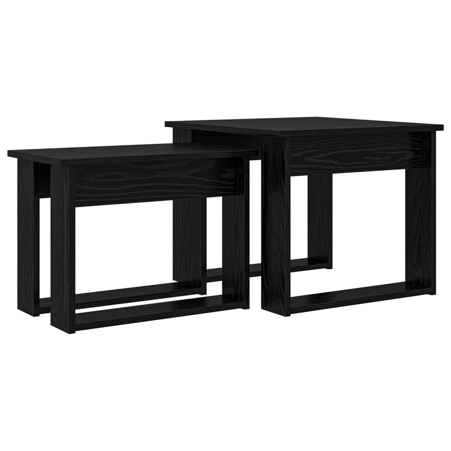 vidaXL Kaffeetisch Set 2-teilig in Schwarz und Eichen-Optik aus Holzwerkstoff für dein Wohnzimmer - Bild 2