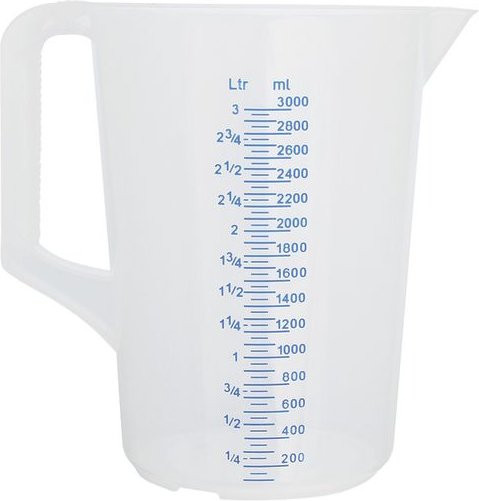 Schneider Messbecher aus Kunststoff mit geprägter blauer Skala, transparent, 3 l - Bild 1