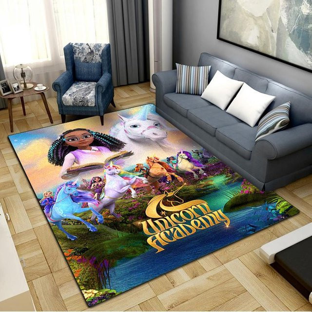 Einhorn Akademie Teppich von Dear YuZong, rutschfeste Bodenmatte für Kinderzimmer und Wohnzimmer, mehrfarbig, B/T: 70 x 100 cm - Bild 1