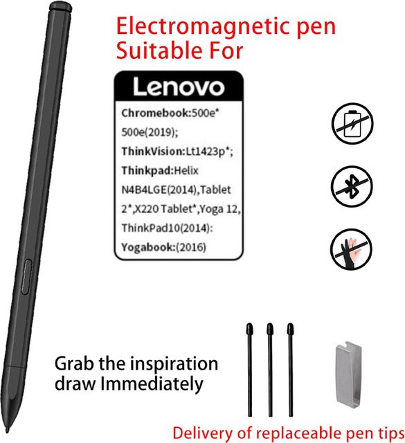 Elektromagnetischer Stift in Schwarz für Lenovo Thinkpad Yoga und Samsung Galaxy Tab L ohne Bluetooth - Bild 1