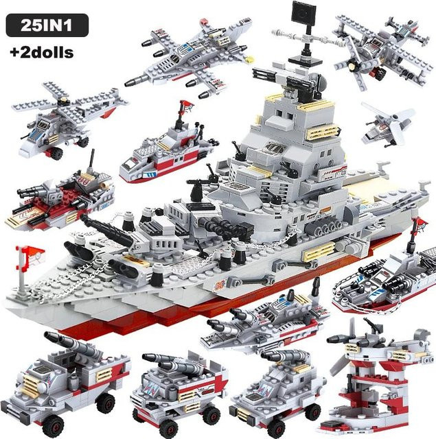 Linyi toy Bausteinset Militär Flugzeug Träger Panzer ab 6–12 Jahren - Bild 1
