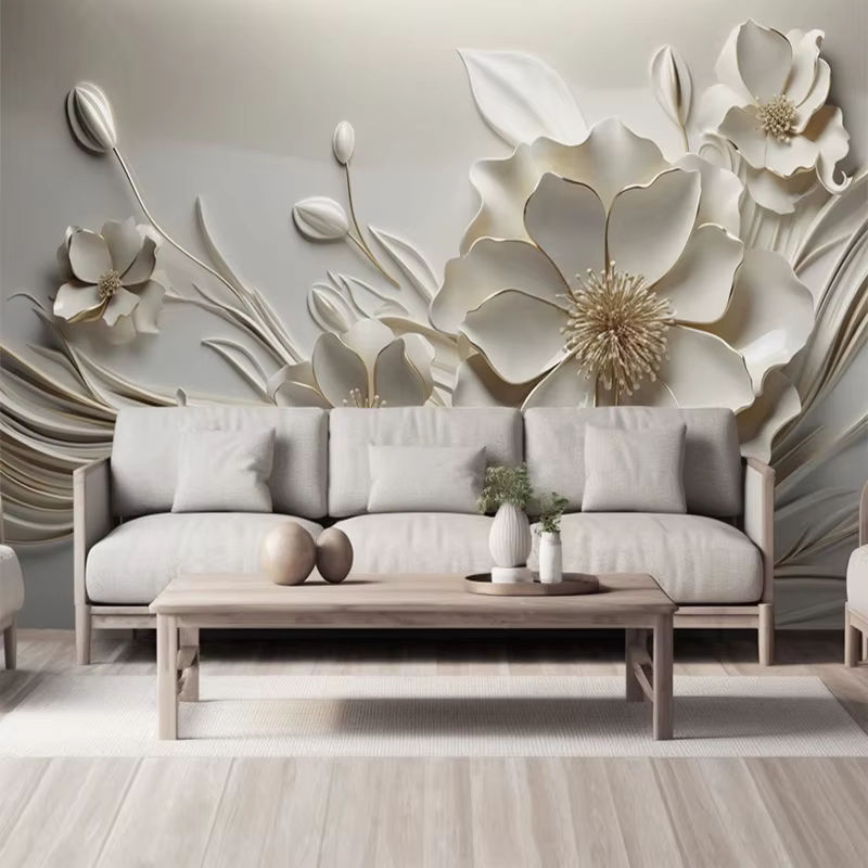 Jiadou 3D geprägte Blumen Tapete mit kreativem Wandbild Design für Wohnzimmer und Schlafzimmer - Bild 2
