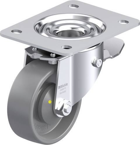Blickle Stahlblech-Lenkrolle LK-PO 100KA-3-ST-ELS in Grau mit 100 mm Rad-Durchmesser und 280 kg Tragfähigkeit - Bild 1