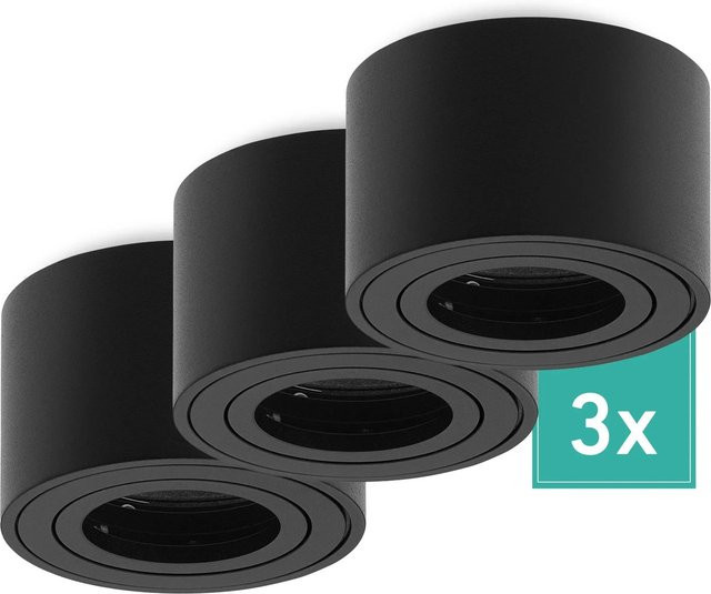 Oktaplex 3er Set Aufbauspot Lile S aus Aluminium in Schwarz für LED-Module, verstellbarer Deckenspot mit 230V Anschluss - Bild 1