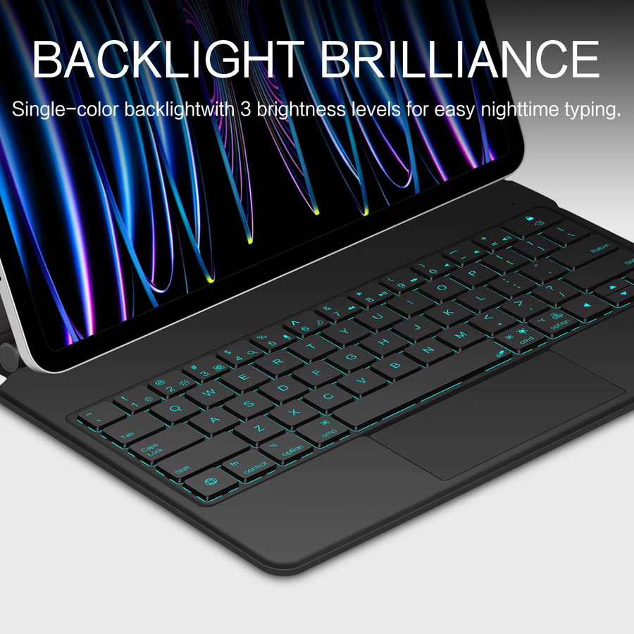 AJIUYU Magic Keyboard mit Pogo PIN und Scissor-Switch für iPad Pro und iPad Air, Multi-Touch Tastatur Hülle, erhältlich in Schwarz oder Weiß - Bild 5