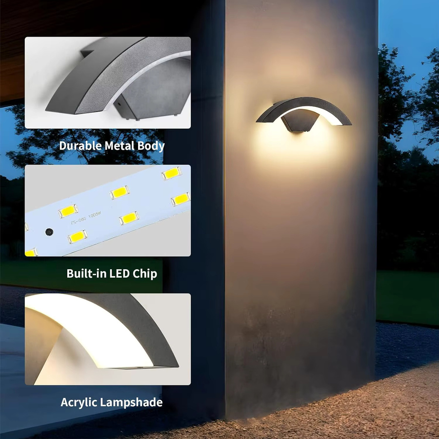 Moderne LED Außenwandleuchte in Schwarz mit Up-Down-Lichteffekt, 24 W, warmweiß 3000 K für Terrasse und Garten - Bild 6