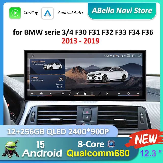 LIARO-NAVI Android 15 Auto-Multimedia-Videoplayer für BMW Serie 3/4 F30 F31 F32 F33 F34 F36 (2013 - 2019) mit NBT EVO System, GPS, 4G und Carplay in Schwarz - Bild 1