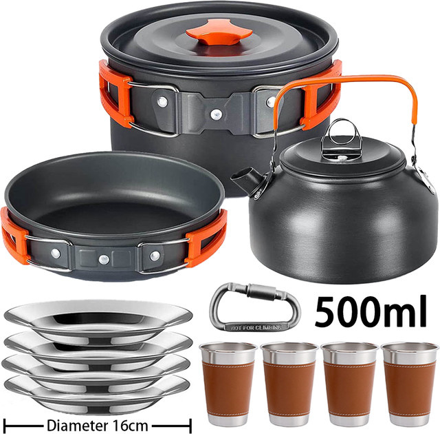 LISM Outdoor-Camping-Kochgeschirr-Set aus Aluminium mit Antihaftbeschichtung in Grün oder Schwarz - Bild 1