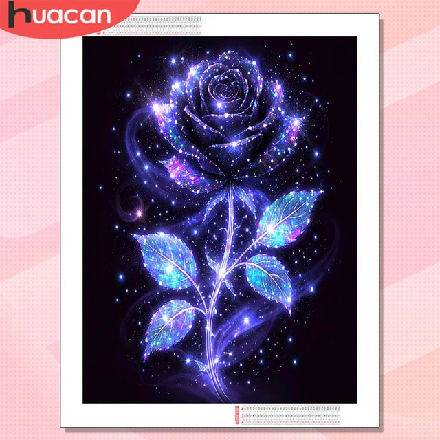 HUACAN Diamant-Kunstmalerei Rose Fantasieblume 5D DIY Diamant-Mosaik-Set in Multicolour, B/H: 30,0 x 20,0 cm - Bild 1
