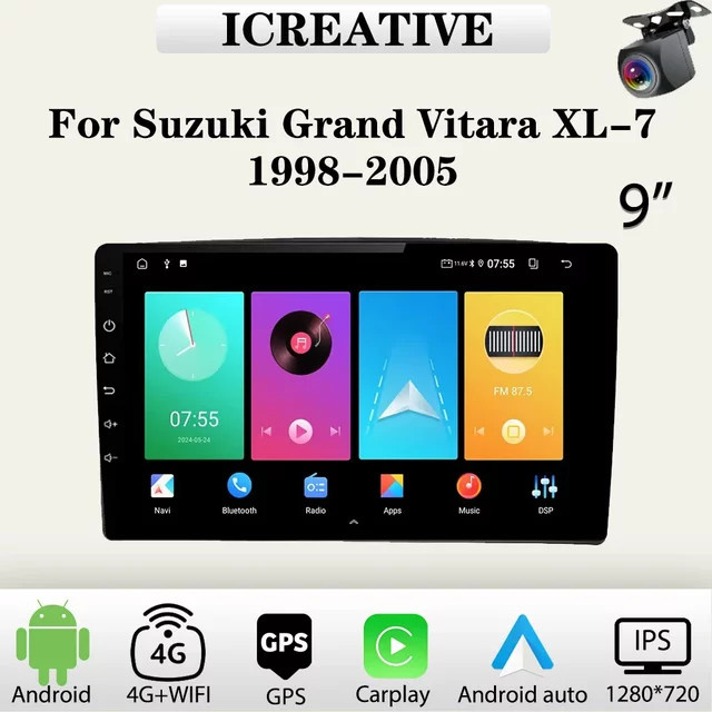 Icreative Android Autoradio für Suzuki Grand Vitara XL-7 1998-2005 mit Multimedia, Carplay, GPS und Wi-Fi, Schwarz - Bild 1