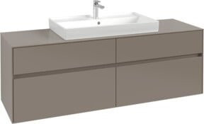 Villeroy & Boch Waschtischunterschrank Collaro in Grau Matt, Wandhängend, B/H/T: 160 x 54,8 x 50 cm - Bild 1
