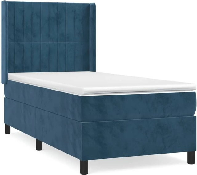vidaXL Boxspringbett mit Matratze Dunkelblau Samt B/T/H: 90 x 190 x 128 cm - Bild 1