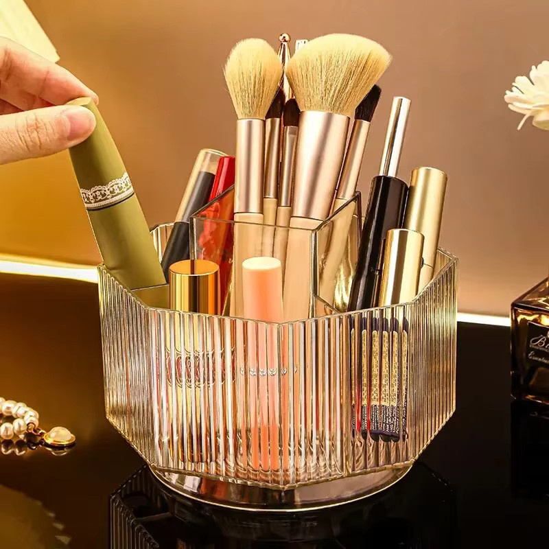 Rotierende Make-up Pinsel Aufbewahrungsbox aus transparentem Kunststoff für Lippenstift und Bürobedarf mit großer Kapazität - Bild 2