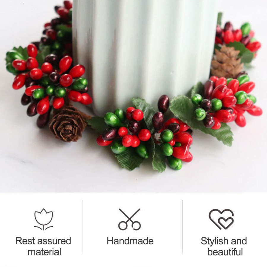 Tooarts Weihnachtskranz mit Tannenzapfen in Rot für deine Weihnachtsdekoration, Innendurchmesser: 6,5 bis 7 cm - Bild 7