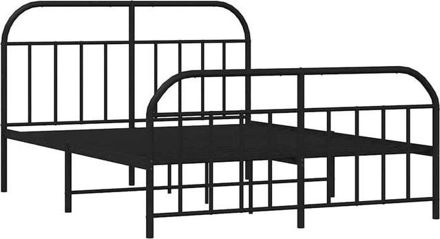 vidaXL Bettgestell aus Metall mit Kopf- und Fußteil in Schwarz, B/T/H: 187 x 100 x 187 cm - Bild 1