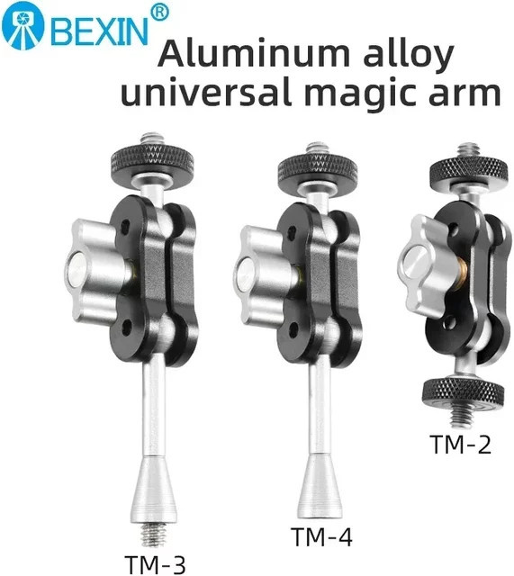 Bexin Magic Arm mit Doppel-Kugelkopf und 1/4 Zoll Schraube für Kamera, LED-Lichter und Stativ in Schwarz - Bild 1