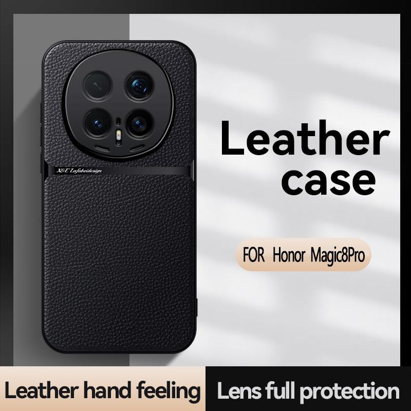 Magnetische PU-Leder Schutzhülle für Honor Magic 8 Pro mit TPU-Rand und Kameraschutz in Schwarz, Grün, Rot, Gelb und Blau - Bild 2