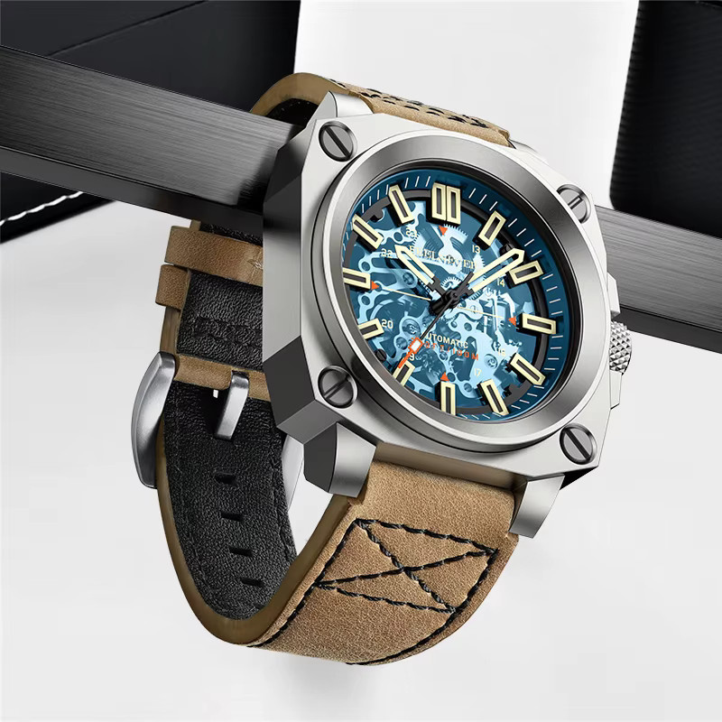 FeelNever Armbanduhr, Automatik, Leder, Blau, Herren - Bild 2