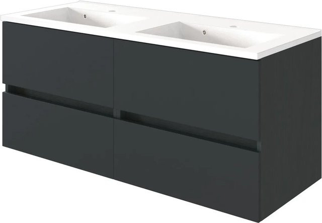 Held Möbel Doppelwaschtisch Verona 120 cm Grau Matt mit Softclose und Mineralguss-Waschbecken - Bild 1