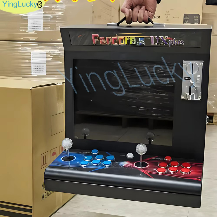 YingLucky Arcade Videospielkonsole Bartop mit LCD-Display, SAGA DX 26800-in-1 Retro-Spiele, Münzprüfer, Joystick und Tasten für TV-Anschluss - Bild 2