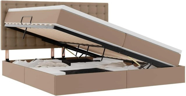 vidaXL Aufbewahrungsbett aus Kunstleder in Cappuccino mit Lift-up-Funktion, B/T/H: 200 x 200 x 280 cm - Bild 1