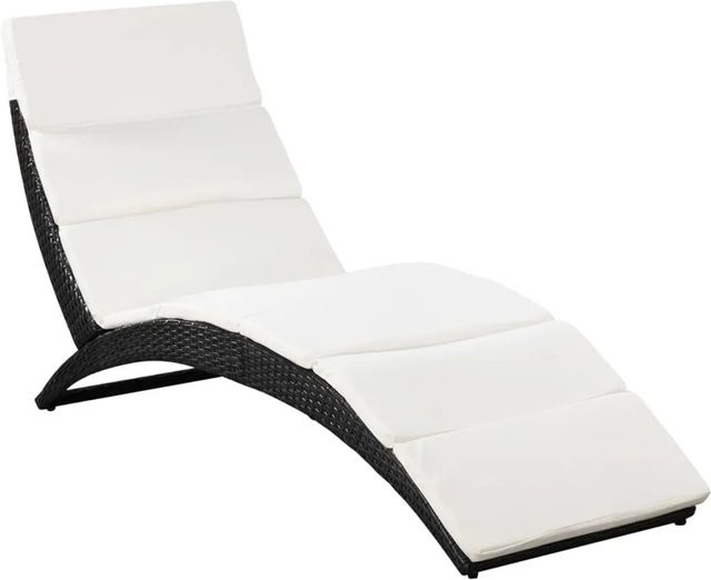 vidaXL Klappbare Sonnenliege aus PE-Rattan mit wetterfester Auflage in Schwarz - Bild 1
