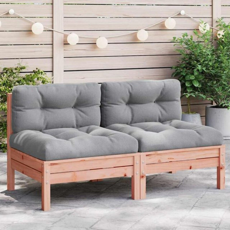 Vidaxl Gartensofa Set aus Massivholz Douglasie mit 2 Kissen, modular segmentiert, Grau - Bild 1