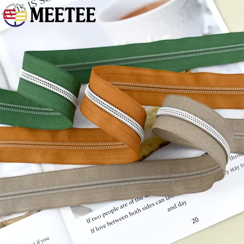 Meetee Nylon-Reißverschlussband Nr. 5 aus Kunststoff für Jacken und Mäntel, DIY-Reparaturset in Weiss, Silber und Multicolour - Bild 3