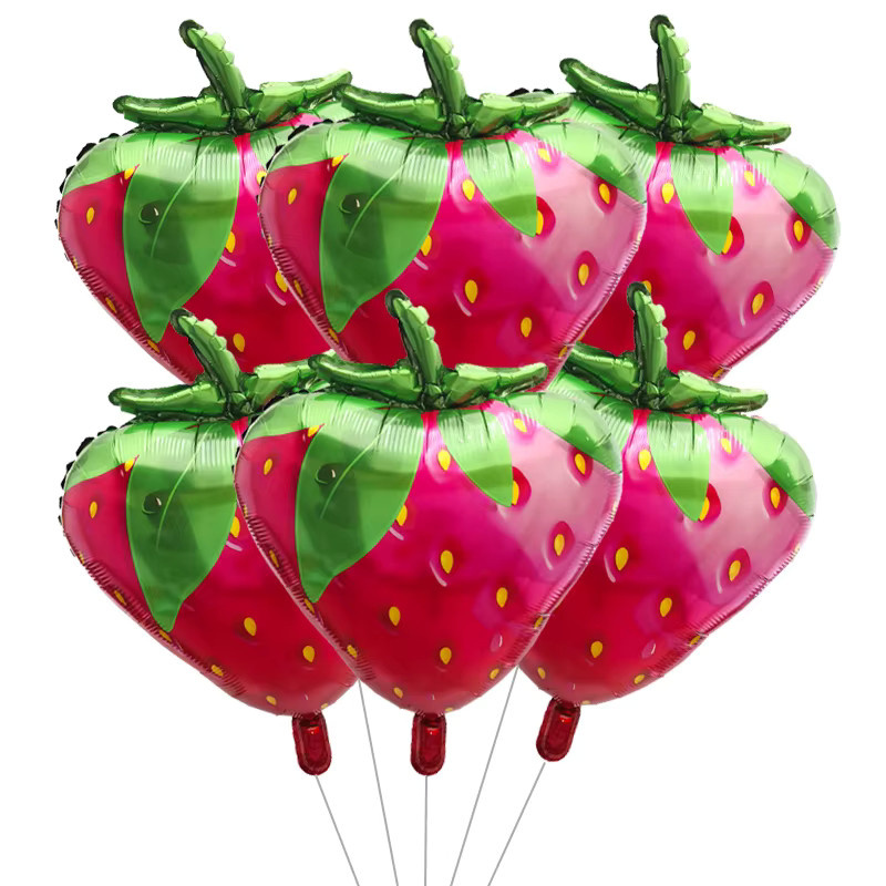 6er Set Obstballons aus Aluminiumfolie von LQVYI in Mehrfarbig für Kinderpartys, bestehend aus Erdbeere, Avocado, Wassermelone, Orange und Kaktus - Bild 2