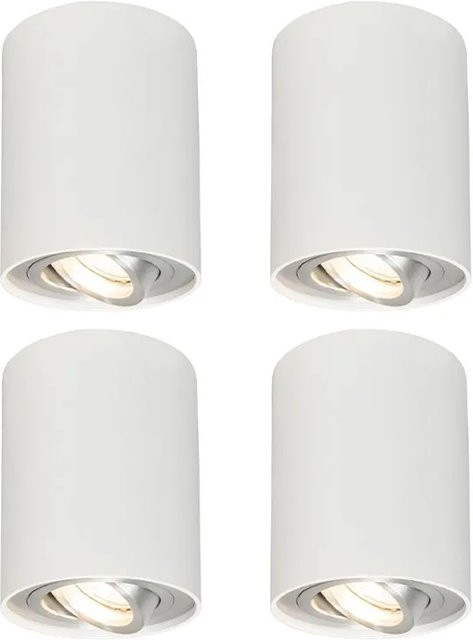 QAZQA Rondoo 1 Set aus 4 Spots in Weiß, schwenkbar und kippbar, Aluminium, GU10, dimmbar - Bild 1