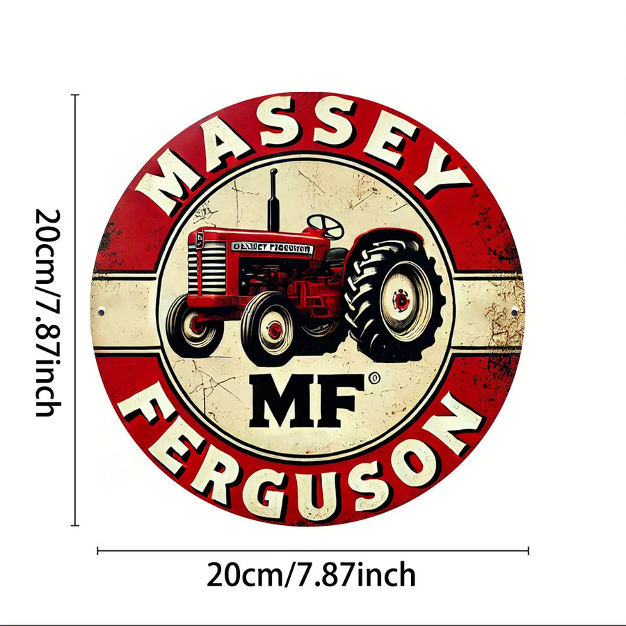Potdemiel Retro Aluminiumschild rund mit Traktor Motiv als Wanddekoration für Garage und Restaurant, Durchmesser: 20 cm - Bild 2