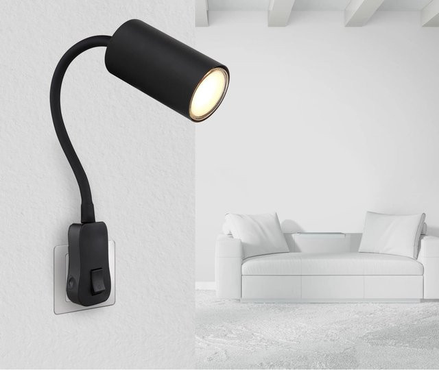 Globo Wandlampe Robby 1-flammig Schwarz Matt aus Metall und Kunststoff mit GU10 Fassung - Bild 1