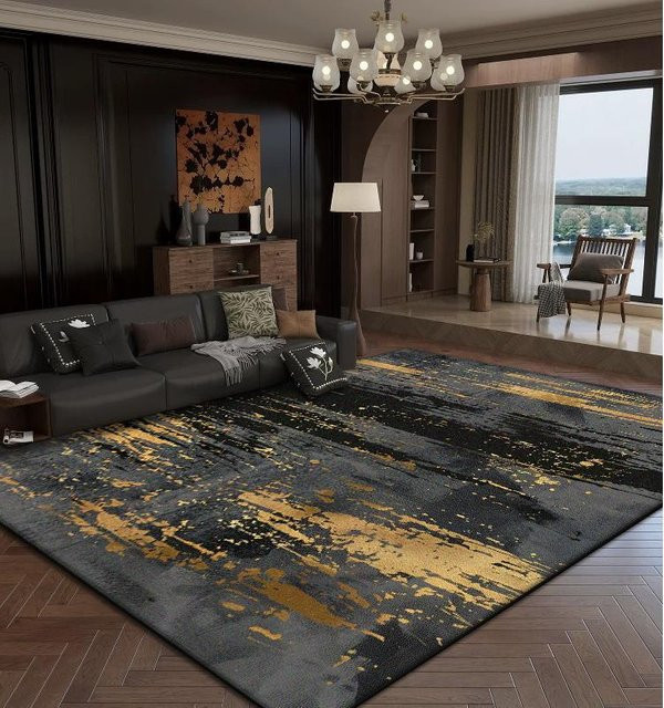 Karpetti Wohnzimmerteppich mit abstraktem Design in Gold und Multicolour, weich und rutschfest, B/T: 120 x 80 cm - Bild 1