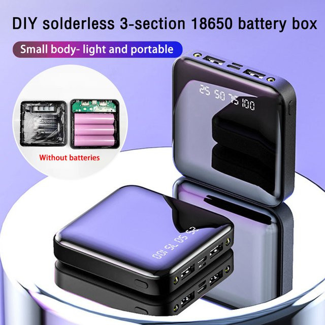 occkic DIY 18650 Batteriegehäuse Set mit USB-C und Micro-USB Schnellladung sowie Dual-LED-Taschenlampe in Schwarz - Bild 1
