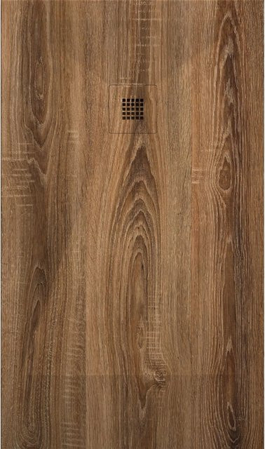 Mirlo Duschwanne aus Mineralguss Extra Flach in Holzoptik Halifax Braun B: 80 cm, T: 90 cm - Bild 1