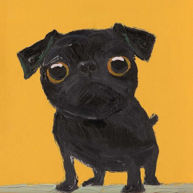 Art Universe Leinwandbild Black Bully Modernes Tier-Fotograf Motiv in Schwarz und Gelb, B/T/H: 40 x 40 x 1 cm - Bild 1