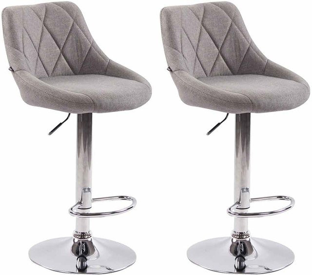 TPFLiving 2er Set Barhocker Lazius mit Chromoptik Metallgestell und grauem Stoffbezug - Bild 1