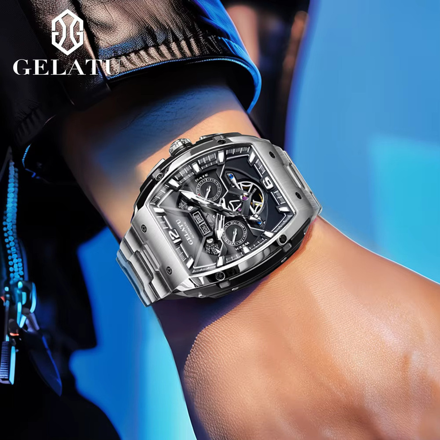 GELATU Armbanduhr Automatik, Edelstahl, Bicolor, Herren - Bild 4