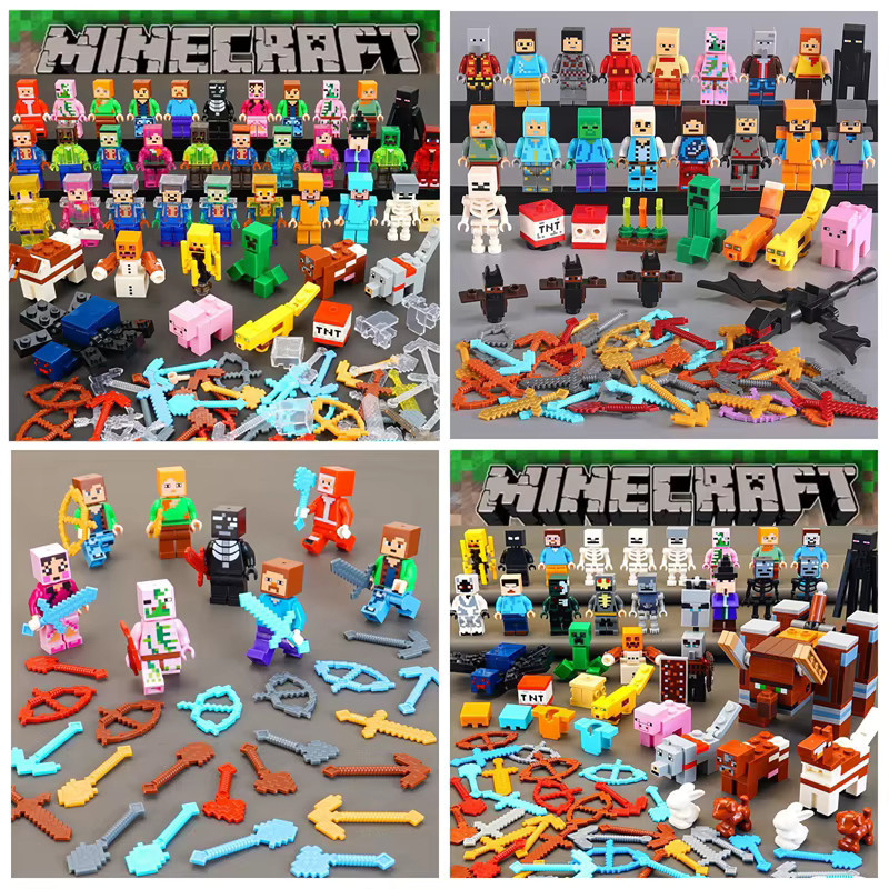 GAGAGIRL Minecraft Bausteine Set mit 16 Figuren wie Steve, Creeper, Spider Pig und Alex in Mehrfarbig - Bild 3