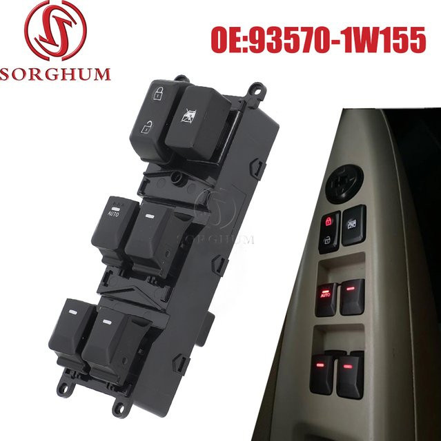 Sorghum Elektrische Hauptsteuerung Power Lifter Fensterschalter vorne links für Kia Rio, Schwarz, 93570-1w155 - Bild 1