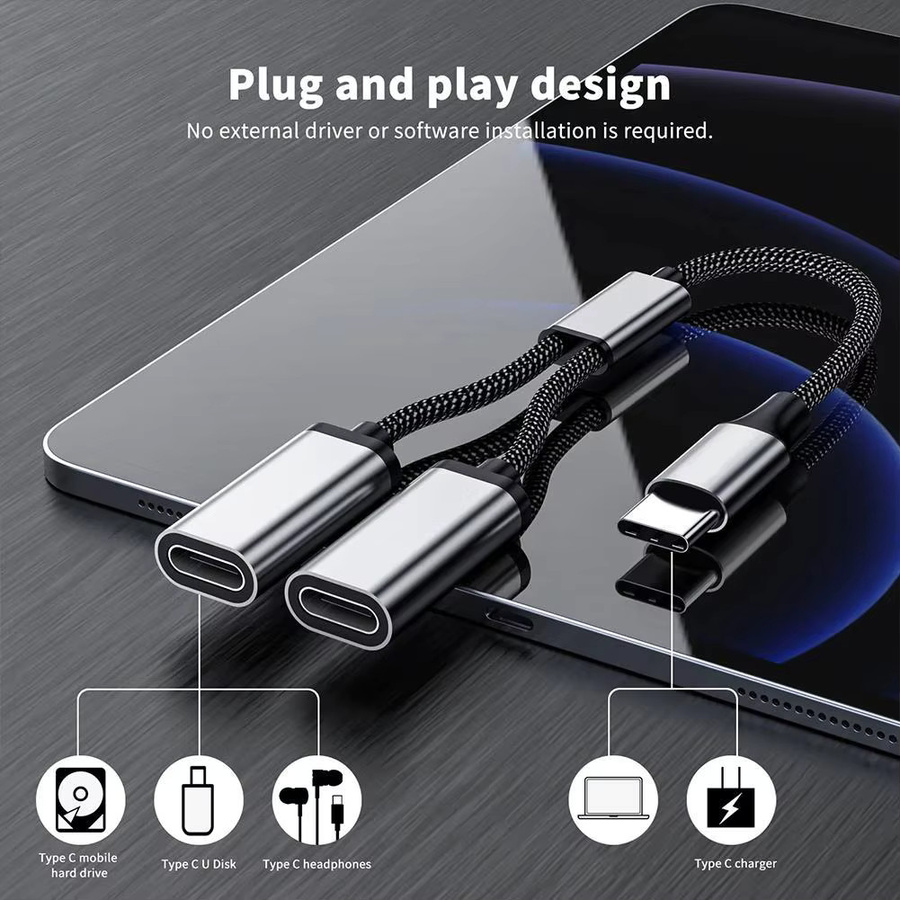 USB-C-Hub 3-Port Typ-C-Splitter in Silber - Bild 4