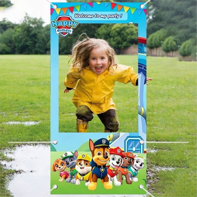 Paw Patrol Fotobox-Rahmen und Wandbanner als Party-Dekoration für Kindergeburtstage und Babypartys, Mehrfarbig, Breite: 180 cm, Höhe: 90 cm - Bild 1