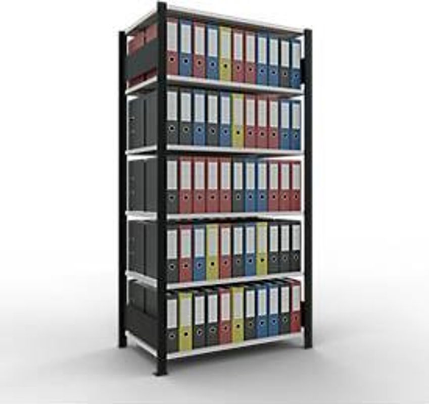 Schulte Lagertechnik Büroregal MultiPlus150 Stecksystem mit 6 Fachböden, Schwarz/Lichtgrau, B: 100 cm, T: 60 cm, H: 200 cm - Bild 2