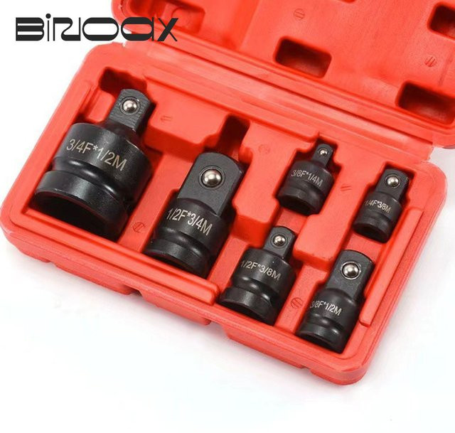 Binoax 6er Set Ratsche Sockel Adapter Set in Schwarz mit 1/4, 3/8 und 1/2 Zoll Konverter für Spanner und Schlüssel - Bild 1