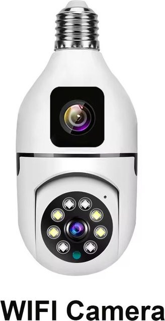 LS VISION Smart Home WLAN-Überwachungskamera mit 8 MP, E27-Glühbirnen-Design, zwei Objektiven, Farb-Nachtsicht und Zweiwege-Audio in Weiß - Bild 1